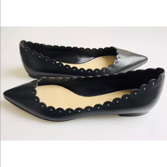 COACH Jill Soft Shine Calf Black Leather Flats New - Picture 1 of 9